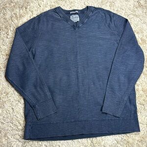 Lucky Brand Men's 100% Cotton Long Sleeve V-Neck Welterweight Shirt, Blue, SZ LG